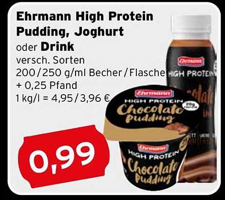 Ehrmann High Protein Pudding, Joghurt oder Drink - verschiedene Sorten