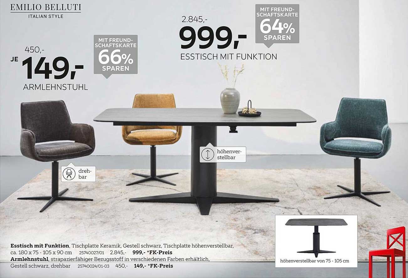 Esstisch mit Funktion und Armlehnstuhl im Angebot