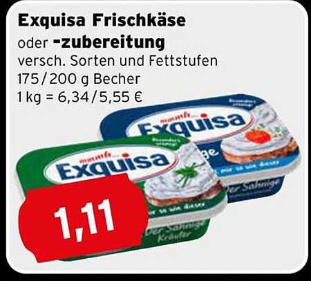 Exquisa Frischkäse oder -zubereitung 175/200 g Becher