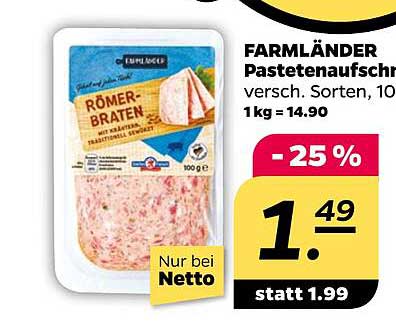 FARMLÄNDER Pastetenaufschnitt versch. Sorten, 100g