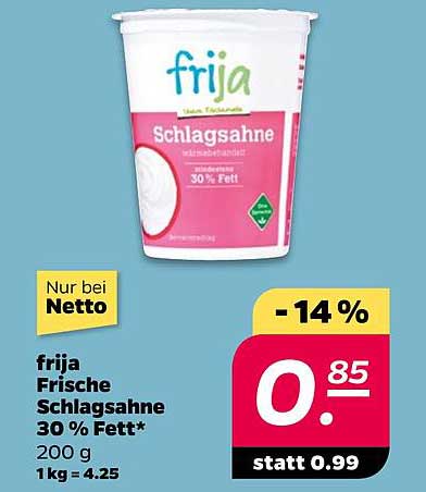 frija Frische Schlagsahne 30 % Fett