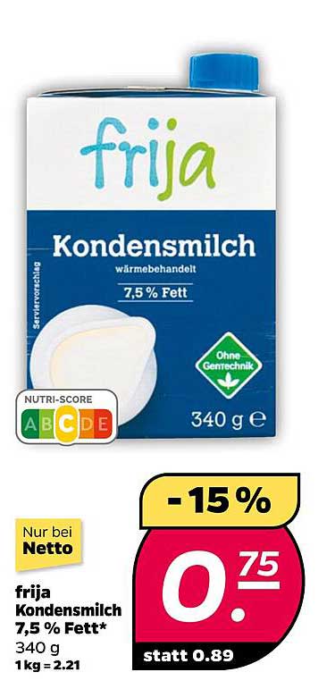 frija Kondensmilch 7,5 % Fett 340 g