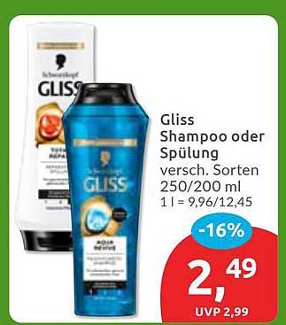 Gliss Shampoo oder Spülung, verschiedene Sorten 250/200 ml