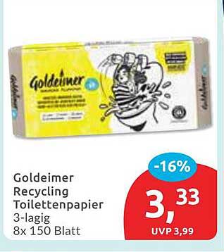 Goldeimer Recycling Toilettenpapier 3-lagig 8x150 Blatt