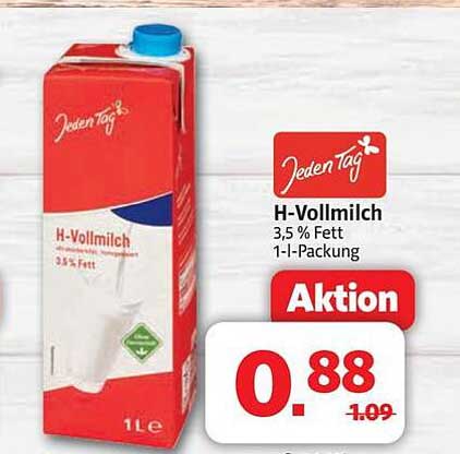 H-Vollmilch 3,5 % Fett – 1-Liter-Packung