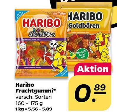 Haribo Fruchtgummi* verschiedene Sorten 160 - 175 g zum Aktionspreis
