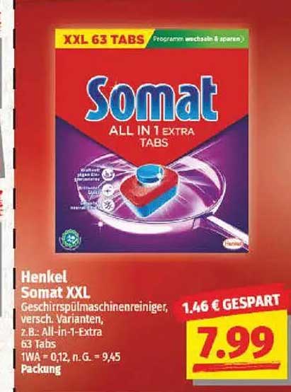 Henkel Somat XXL Geschirrspülmaschinenreiniger - 63 Tabs