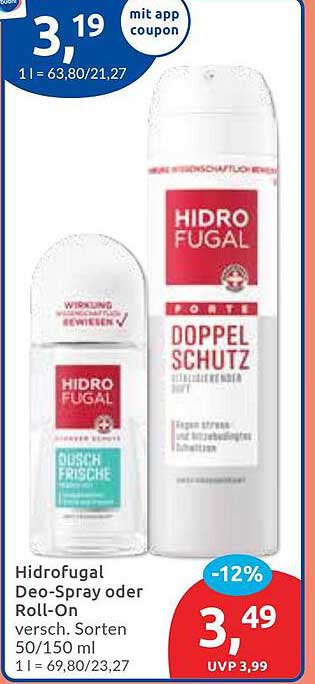 HidroFugal Deo-Spray oder Roll-On - verschiedene Sorten 50/150 ml