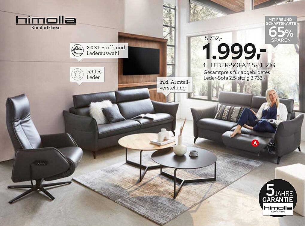 Himolla Leder-Sofa 2,5-sitzig