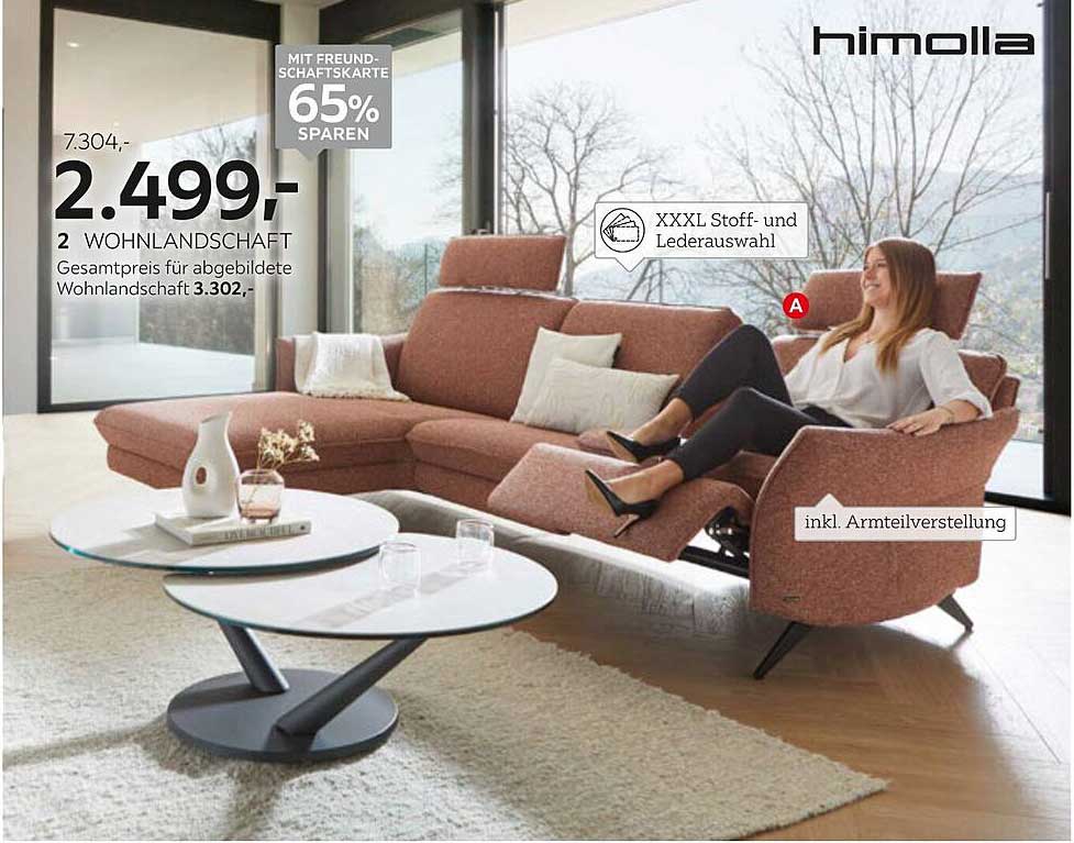 Himolla Wohnlandschaft mit Armteilverstellung