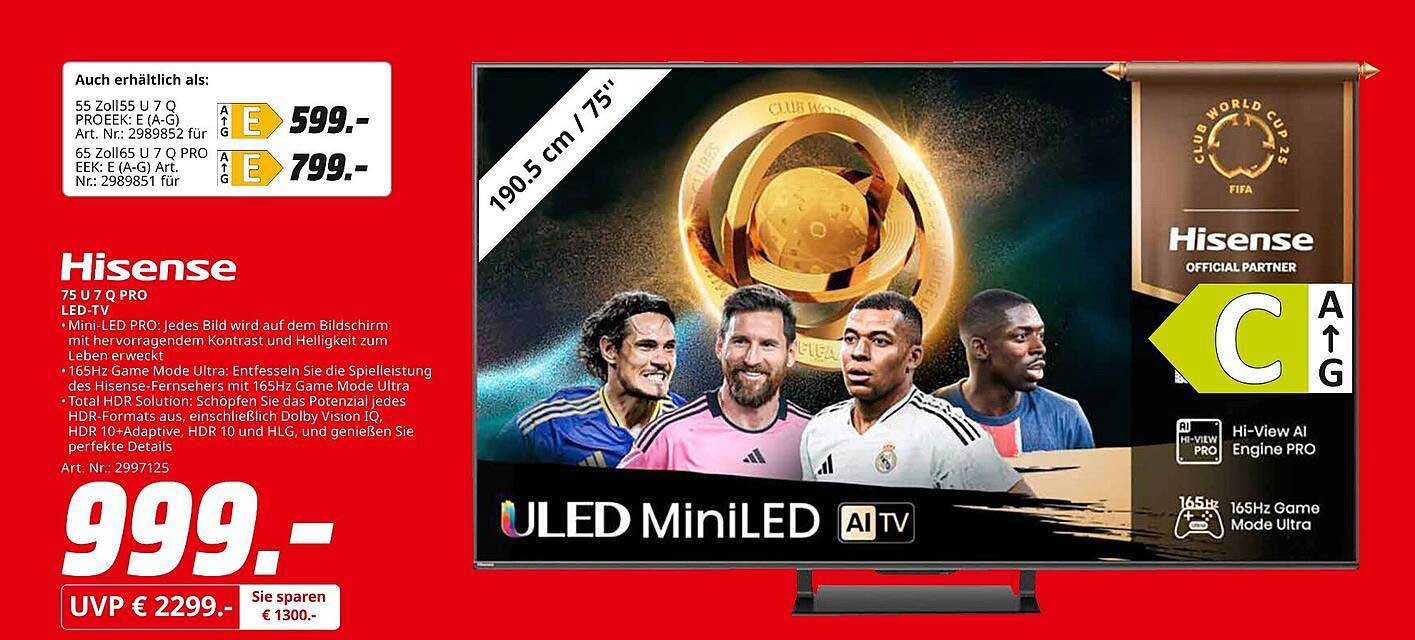 Hisense 75 U 7 Q PRO LED-TV