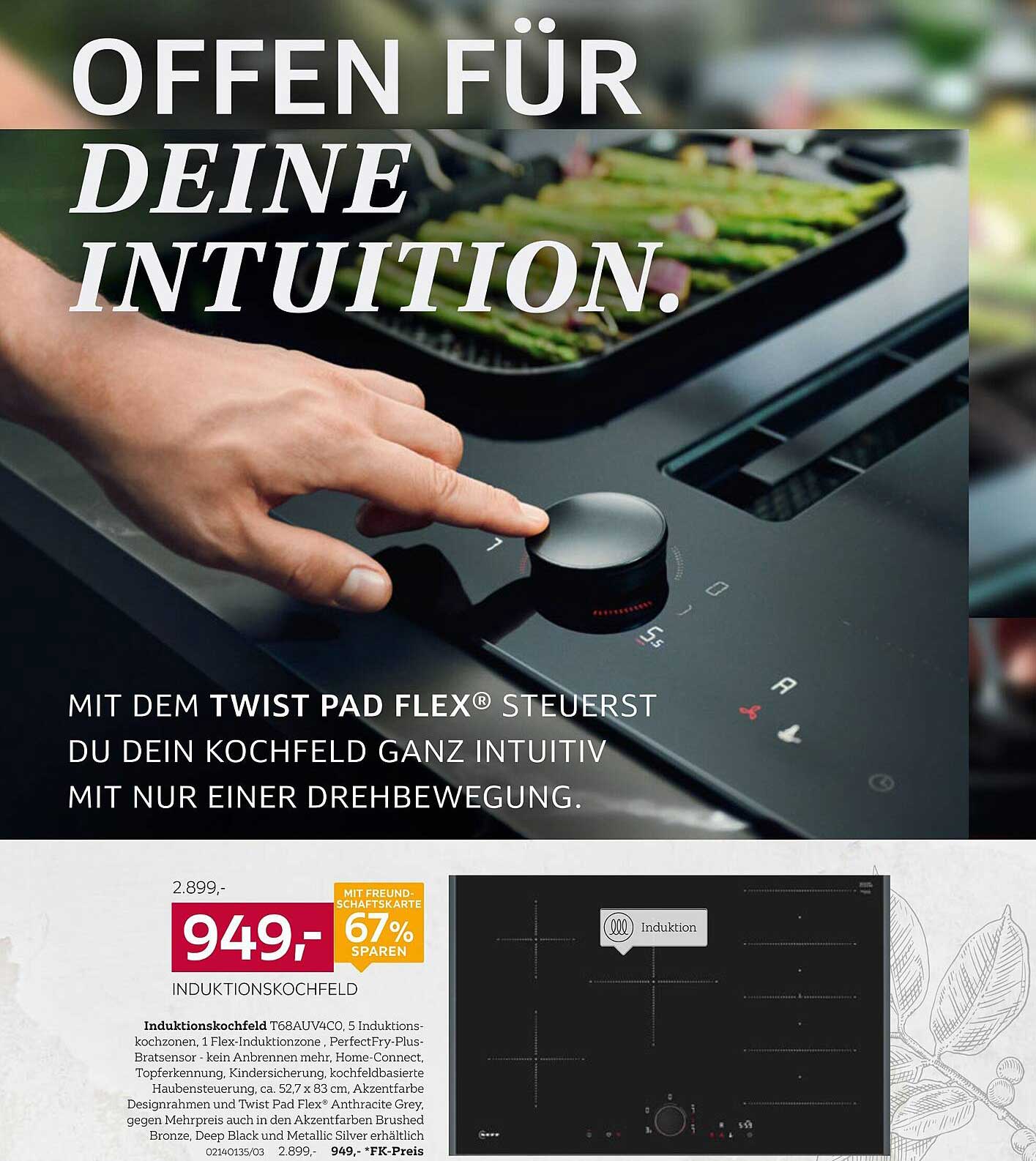 Induktionskochfeld T68AUVC5 mit Twist Pad Flex®