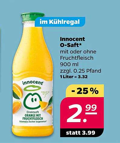 Innocent O-Saft - 900 ml mit oder ohne Fruchtfleisch