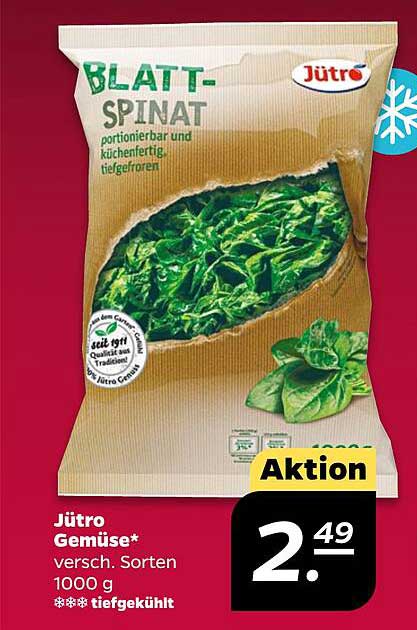 Jütro Blattspinat 1000 g - Tiefgefroren