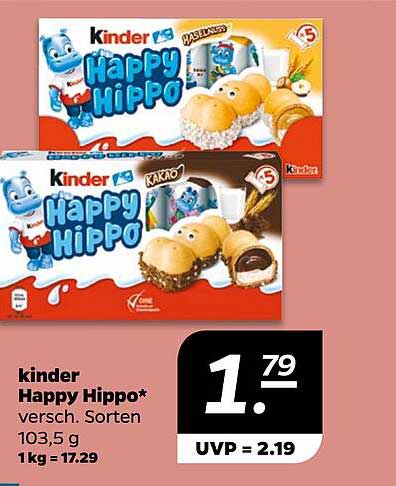 kinder Happy Hippo* versch. Sorten 103,5 g