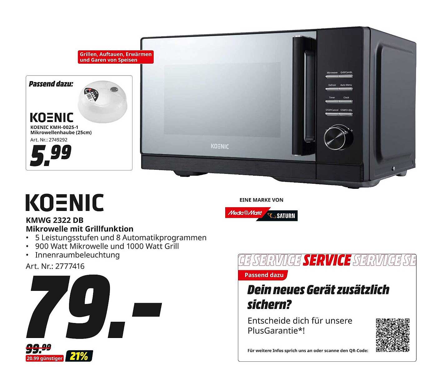 KOENIC KMWG 2322 DB Mikrowelle mit Grillfunktion
