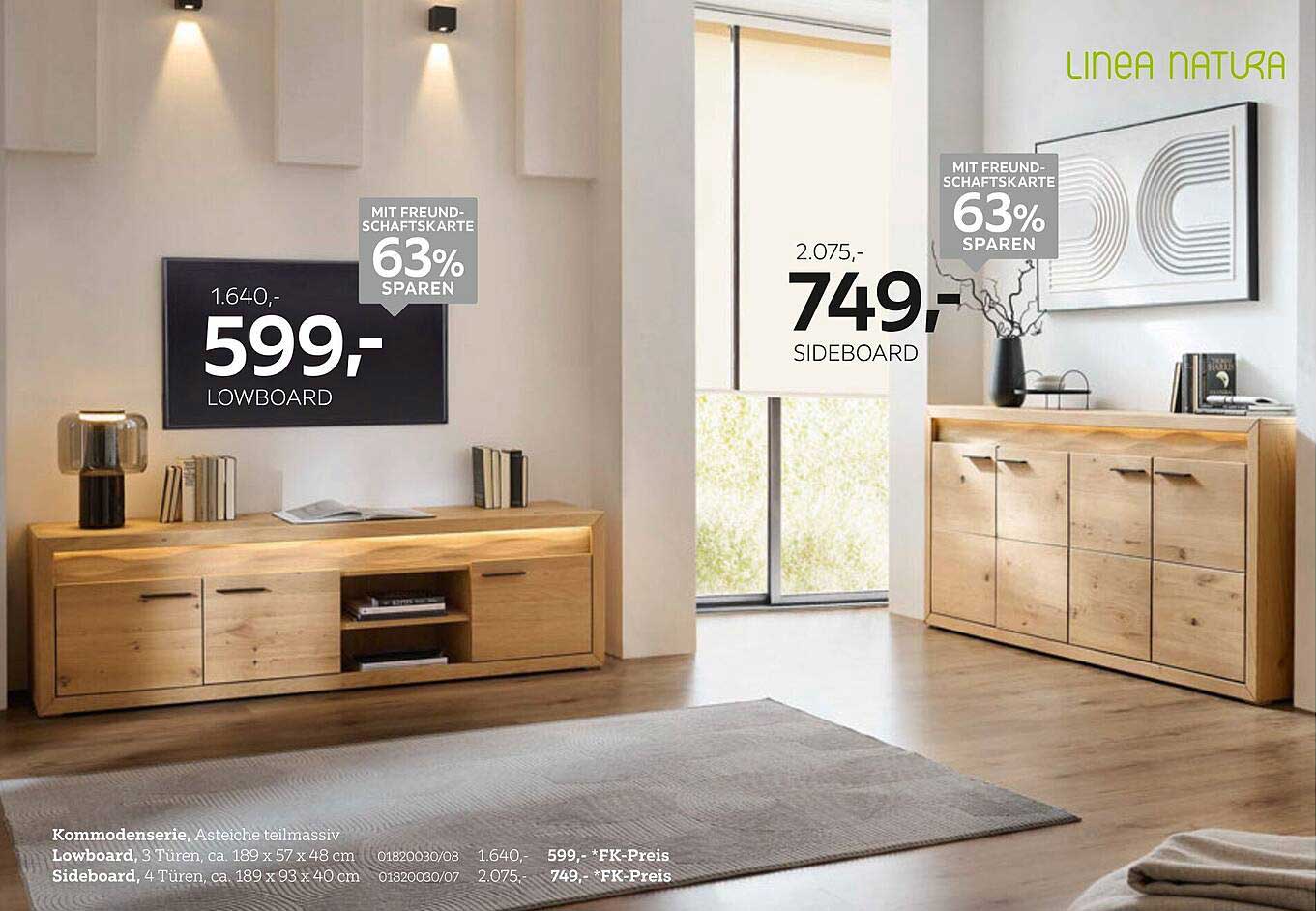 Kommodenserie LINEA NATURA - Lowboard und Sideboard