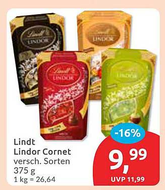 Lindt Lindor Cornet - Verschiedene Sorten 375 g
