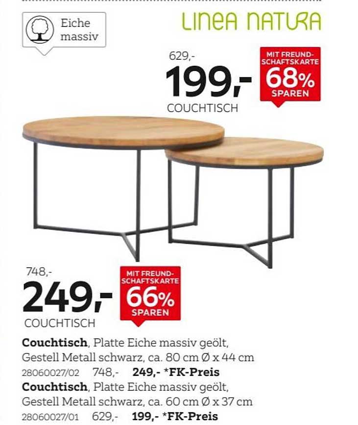 LINEA NATURA Couchtisch Set aus massiver Eiche