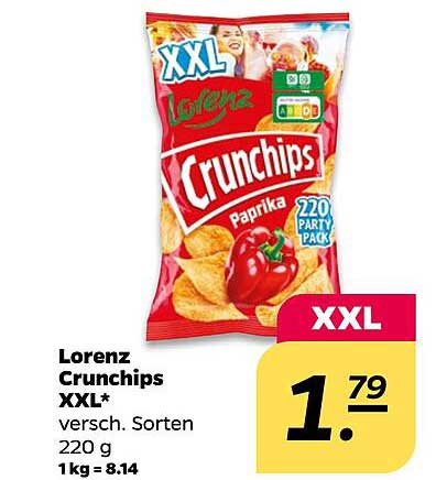 Lorenz Crunchips XXL – Paprika, 220 g