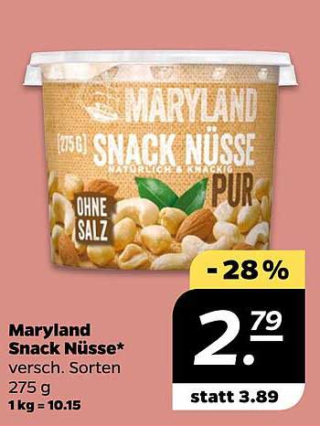 Maryland Snack Nüsse* verschieden Sorten 275 g