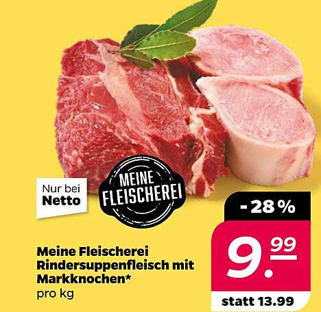 Meine Fleischerei Rindersuppenfleisch mit Markknochen*