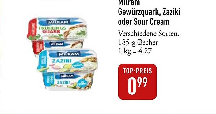 Milram Gewürzquark, Zaziki oder Sour Cream