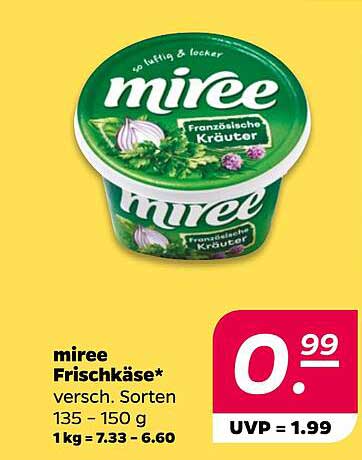 miree Frischkäse - verschiedene Sorten, 135 - 150 g