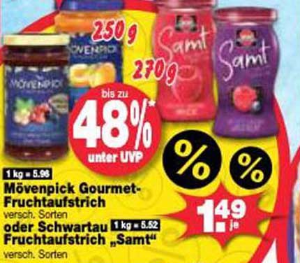 Mövenpick Gourmet-Fruchtaufstrich oder Schwartenau Fruchtaufstrich 'Samt'