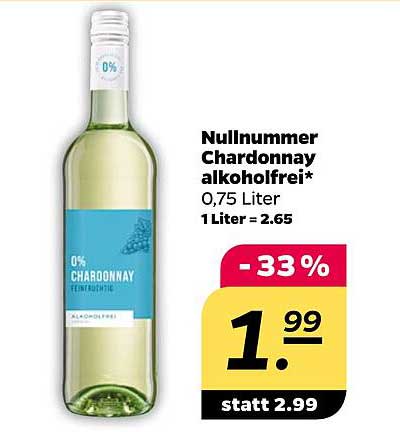 Nullnummer Chardonnay alkoholfrei* 0,75 Liter