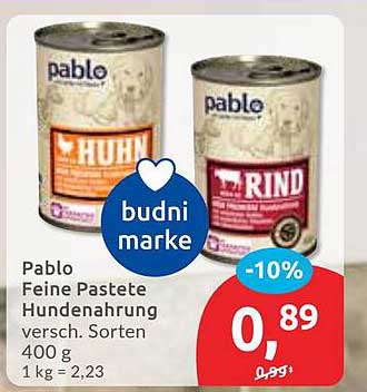 Pablo Feine Pastete Hundenahrung - Huhn und Rind (400 g)