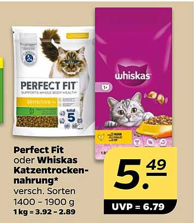 Perfect Fit oder Whiskas Katzentrockenfutter - Verschiedene Sorten 1400 - 1900 g