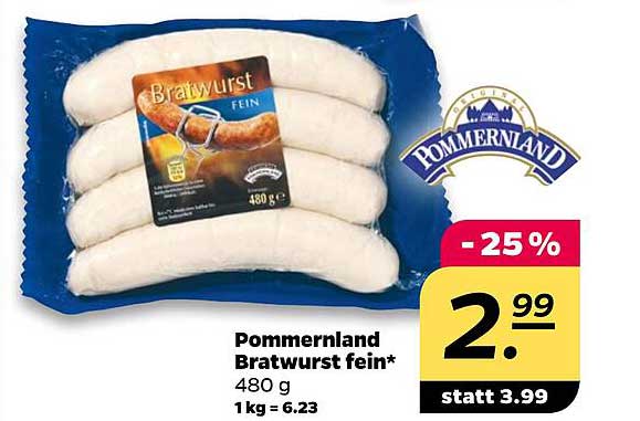 Pommernland Bratwurst fein 480 g