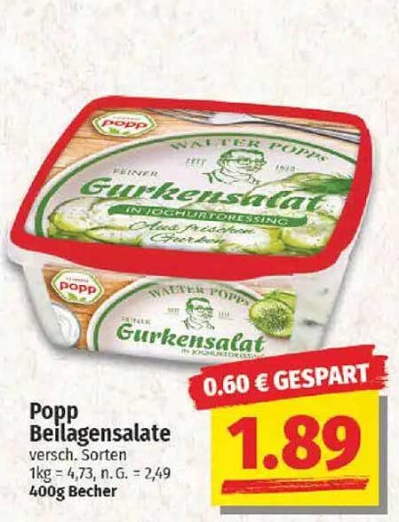 Popp Beilagensalate Gurkensalat 400g