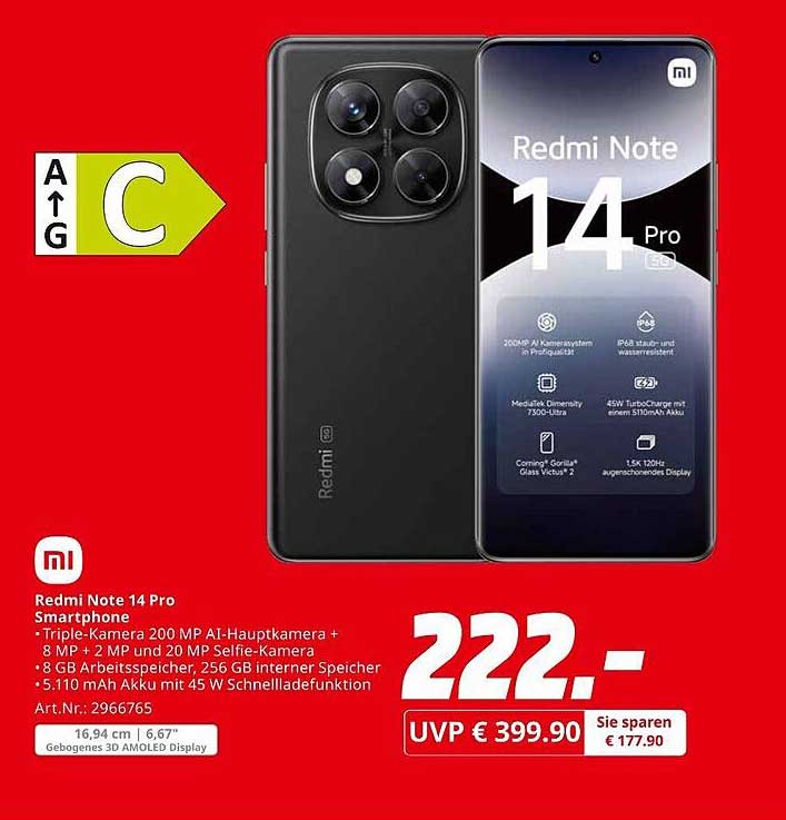 Redmi Note 14 Pro Smartphone mit Triple-Kamera