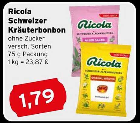 Ricola Schweizer Kräuterbonbon ohne Zucker