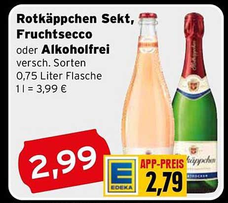 Rotkäppchen Sekt, Fruchtsecco oder Alkoholfrei 0,75 Liter Flasche