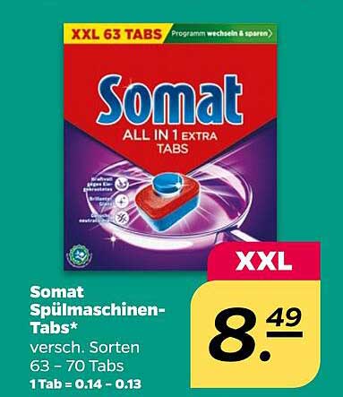 Somat Spülmaschinen-Tabs – XXL Packung mit 63 Tabs