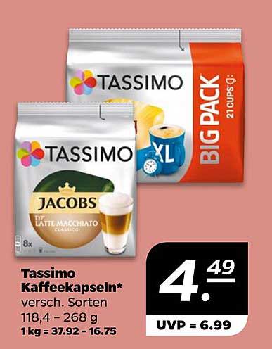 Tassimo Kaffeekapseln - Verschiedene Sorten