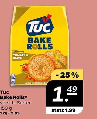 Tuc Bake Rolls - Tomate & Olive 150 g, 25% Rabatt