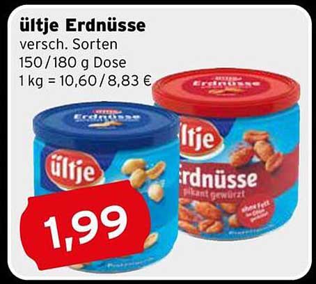 ültje Erdnüsse - verschiedene Sorten 150/180 g Dose