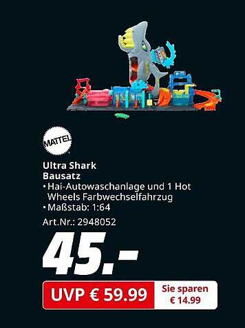 Ultra Shark Bausatz - Hai-Autowaschanlage und 1 Hot Wheels Farbwechselfahrzeug