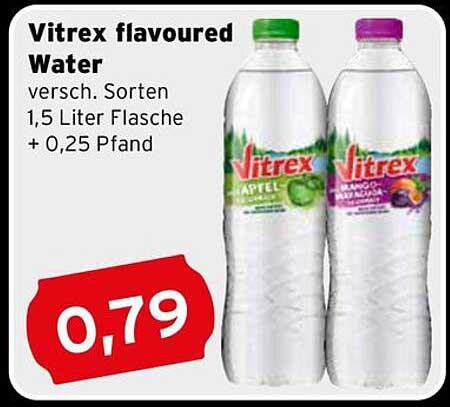 Vitrex flavoured Water - verschiedene Sorten, 1,5 Liter Flasche