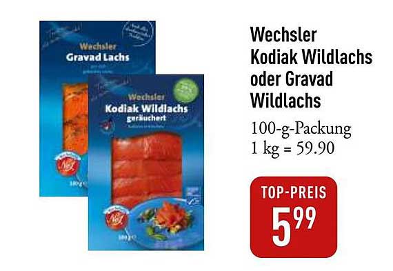 Wechsler Kodiak Wildlachs oder Gravad Wildlachs 100-g-Packung