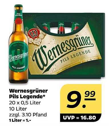 Wernesgrüner Pils Legende 20 x 0,5 Liter