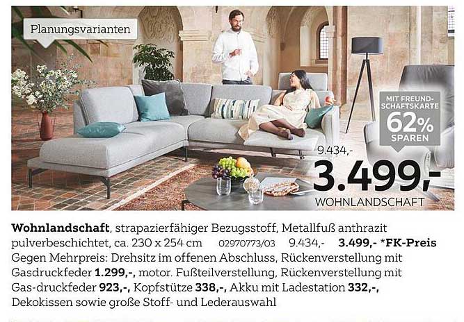 Wohnlandschaft mit strapazierfähigem Bezug und vielen Funktionen