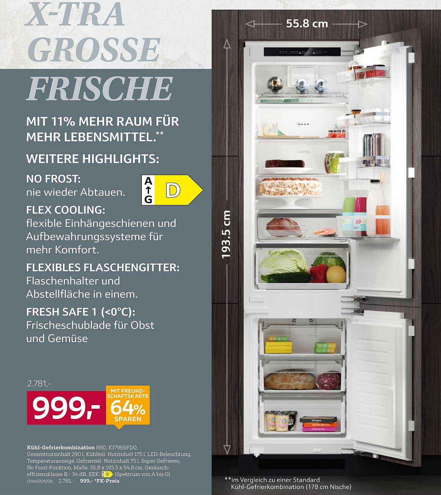 XTRA GROSSE FRISCHE Kühl-Gefrierkombination