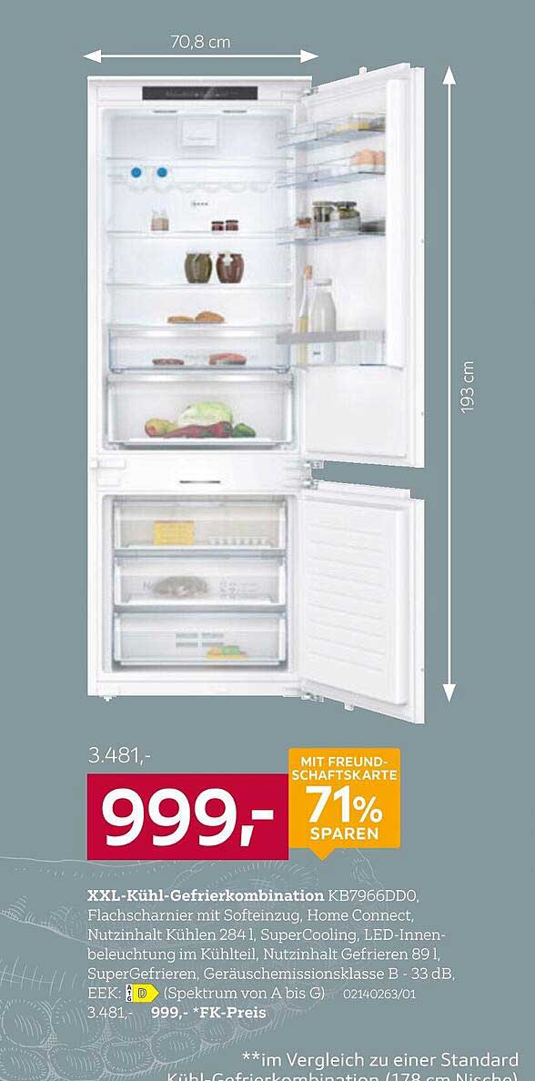 XXL-Kühl-Gefrierkombination KB7966DD0 - Preis: 999,- mit 71% Ersparnis