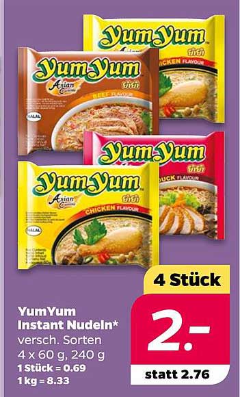 YumYum Instant Nudeln - 4 Stück - verschiedene Sorten