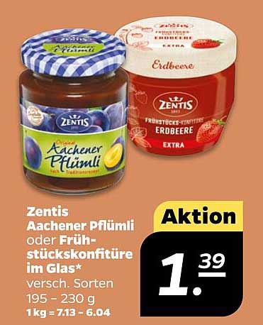 Zentis Aachener Pfümlili oder Frühstückskonfitüre im Glas